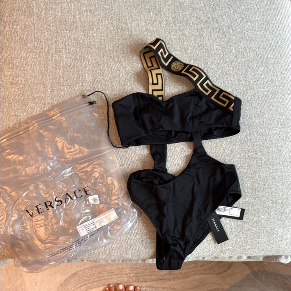 Versace Black Geometric Pattern Accessory